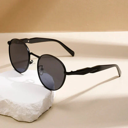 Unisex Retro Round Metal Sunglasses UV400 Adjustable Nose Pads