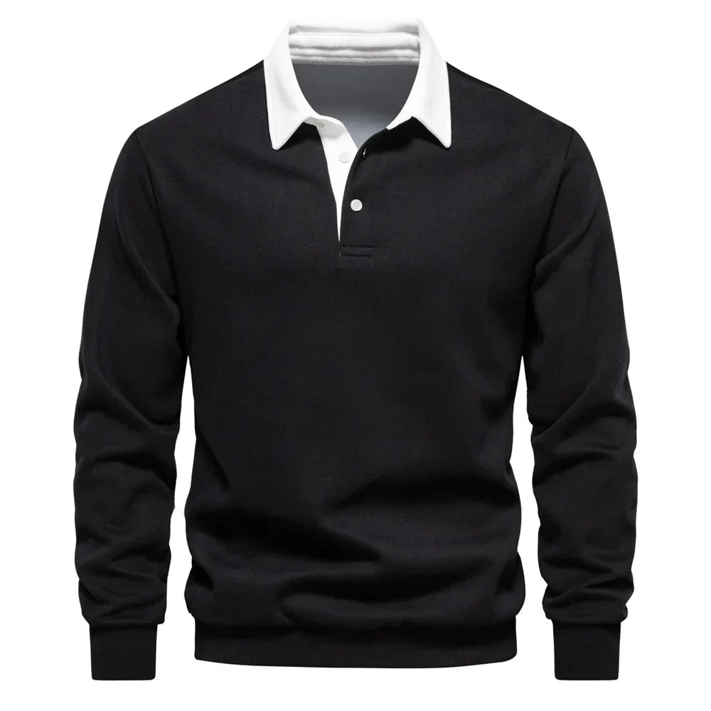 Mens Cotton Polo Sweater Navy Blue