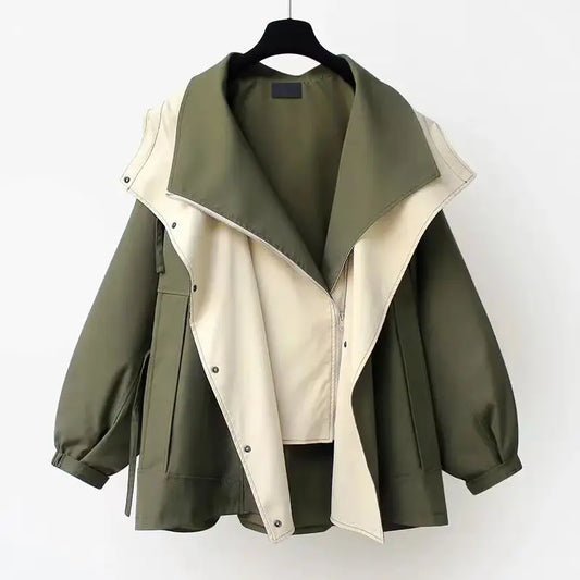 Women's Two Tone Windbreaker Jacket Relaxed Fit - OutfitLondon