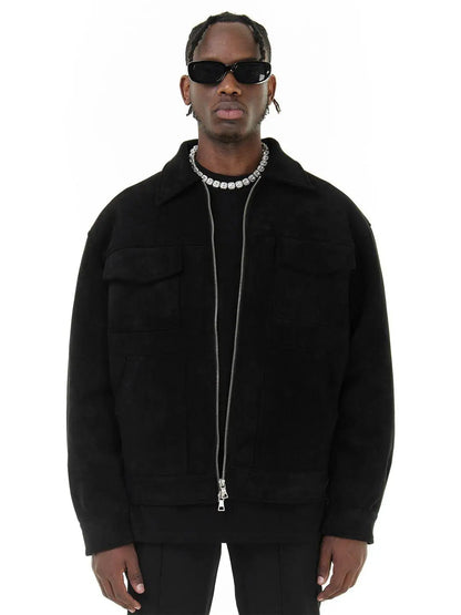 Premium Suede Parka Coat - Grey City Style