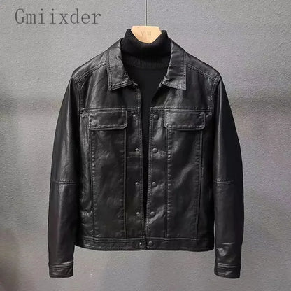Fitted Mens Synthetic Leather Biker Jacket - OutfitLondon