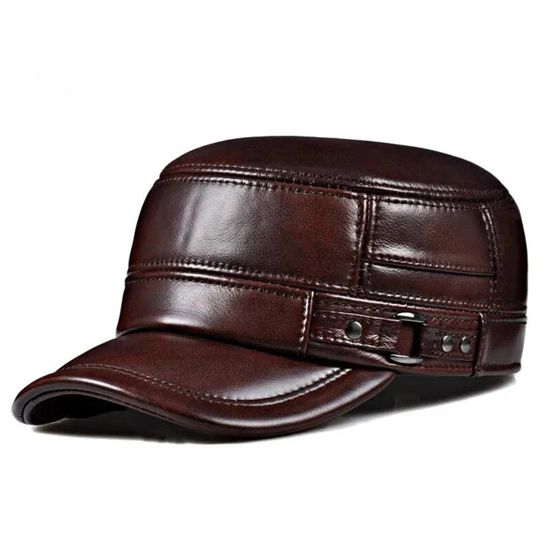 Warm Faux Fur Leather Beanie Hat - OutfitLondon