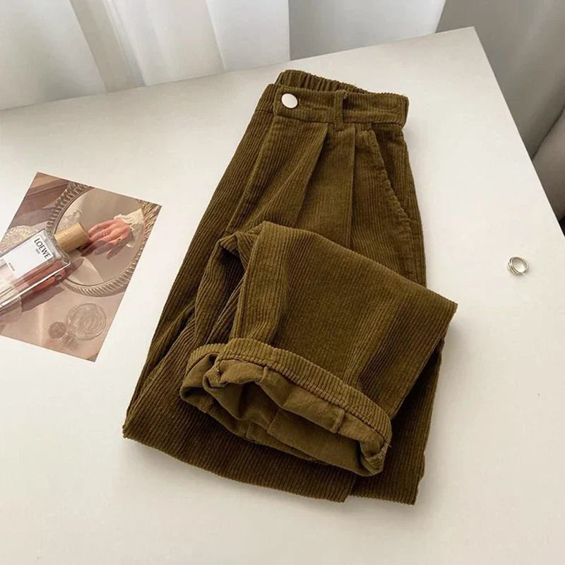 Relaxed Fit Corduroy Wide Leg Pants