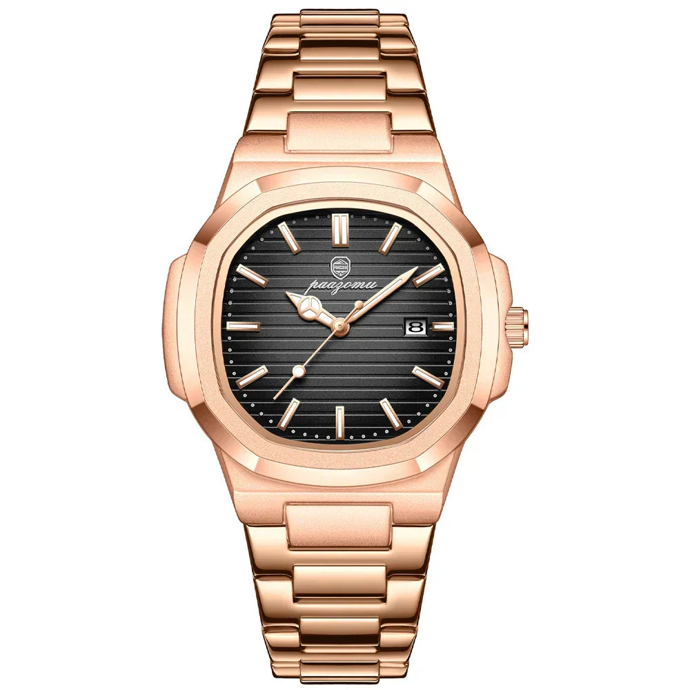 Men's Stainless Steel Quartz Watch Water Resistant Date Display