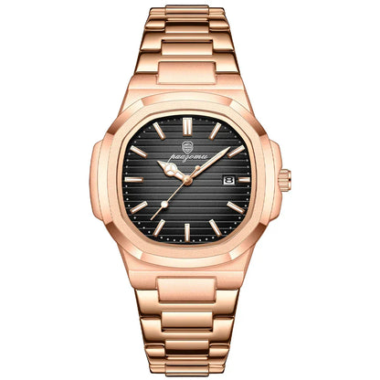 Men's Stainless Steel Quartz Watch Water Resistant Date Display