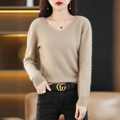 Soft Cashmere V Neck Sweater For Women Fit