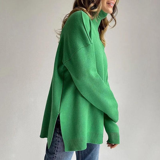 Relaxed Fit Crew Neck Long Sleeve Sweater - OutfitLondon