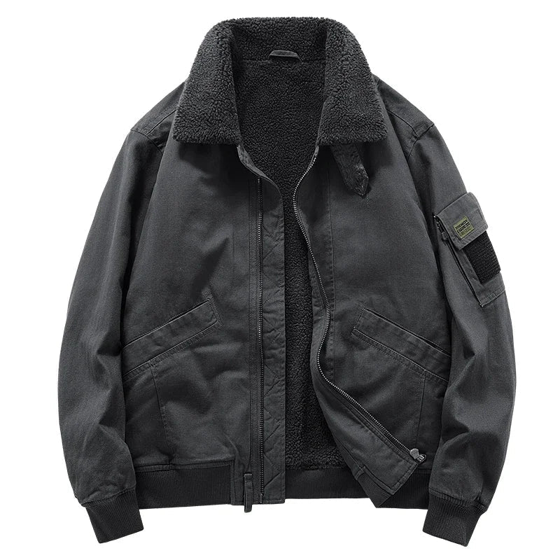 Men's Sherpa Jacket Durable Cotton Rugged Zip Front - OutfitLondon