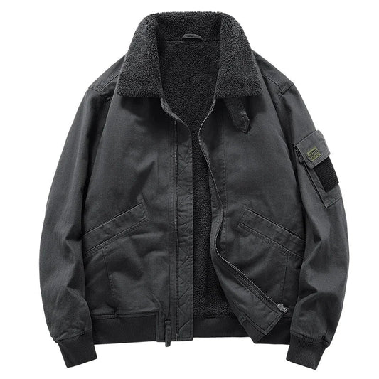 Men's Sherpa Jacket Durable Cotton Rugged Zip Front - OutfitLondon