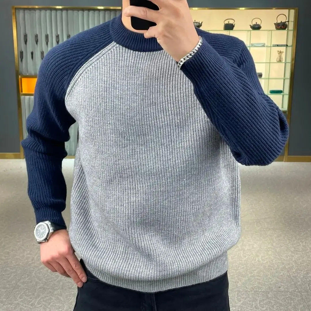 Colorful Crew Neck Men's Pullover Sweater - OutfitLondon