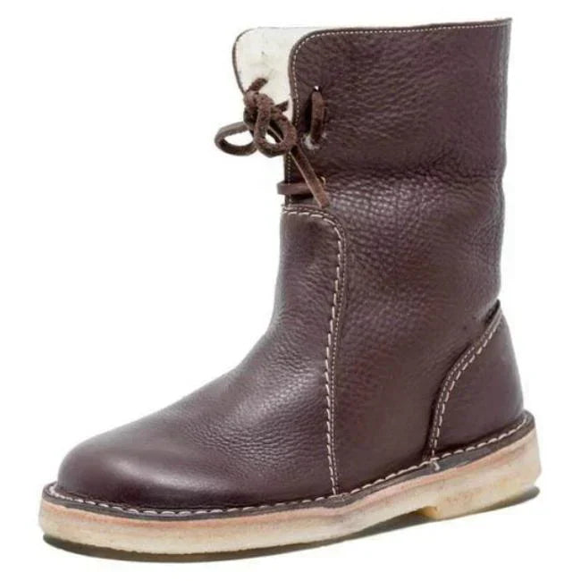 Ladies Genuine Leather Ankle Boots with Warm Lining