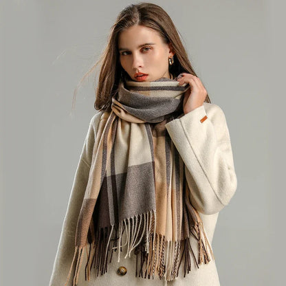 Darla Women's Plaid Cashmere Scarf - OutfitLondon