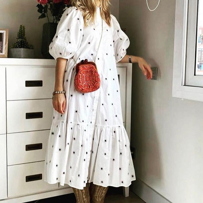 Relaxed Garden Print Long Summer Dress - OutfitLondon