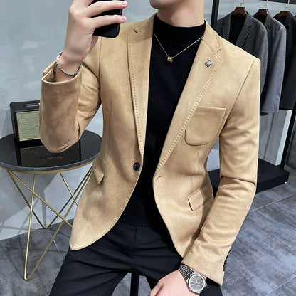 Luxury Leather Fitted Men's Jacket