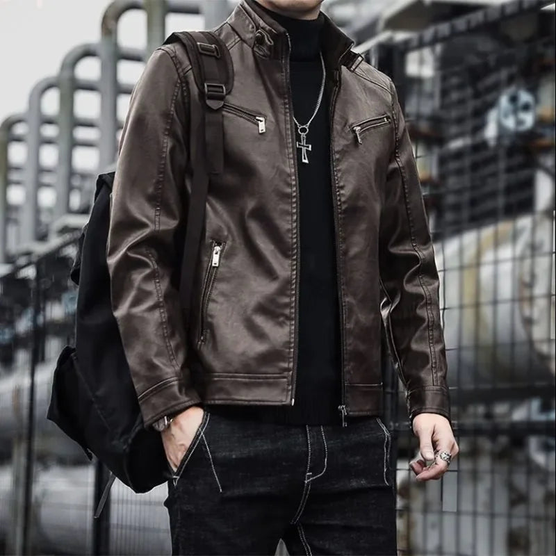 Slim Fit Women's Fake Leather Jacket Coat