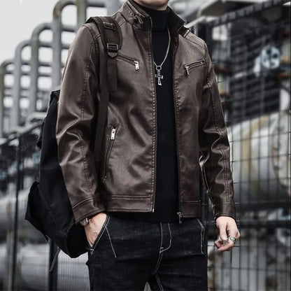 Slim Fit Women's Fake Leather Jacket Coat