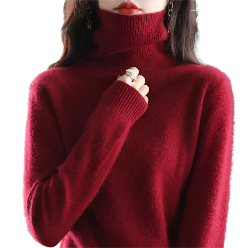 Luxurious Pure Cashmere Lady Turtleneck Jumper