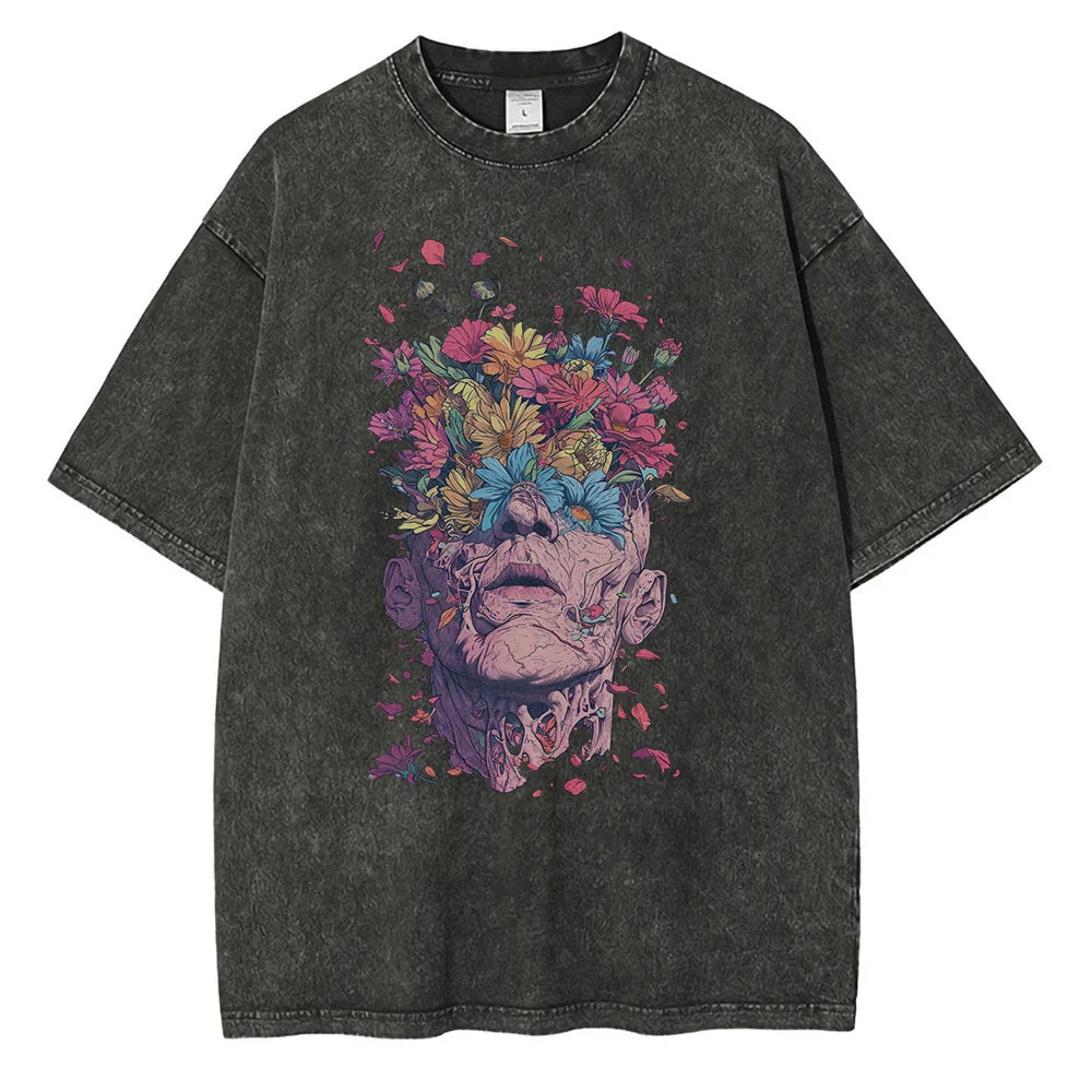 Titan Bloom Graphic T Shirt Cotton Oversized Breathable - OutfitLondon