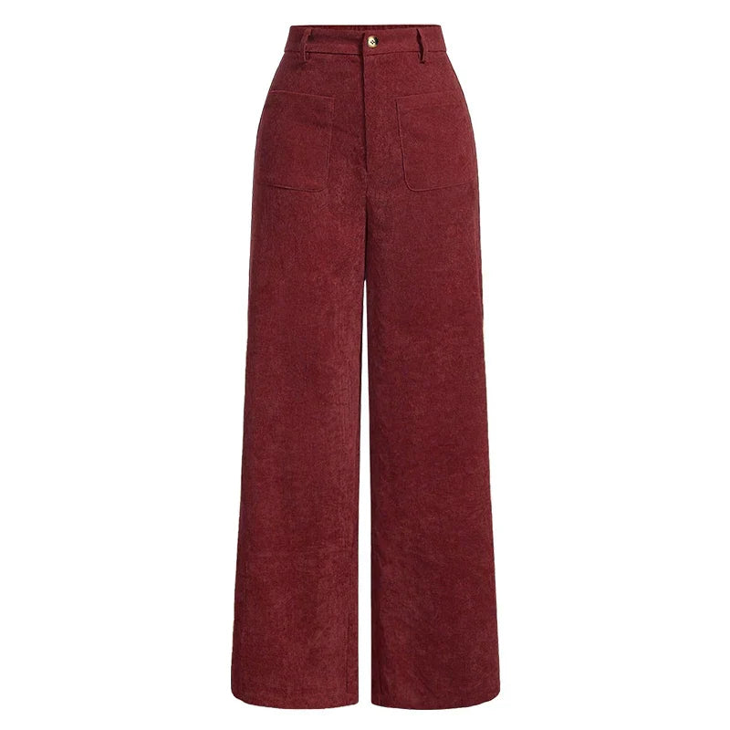 Comfortable High Waist Loose Fit Women's Pants with Pockets