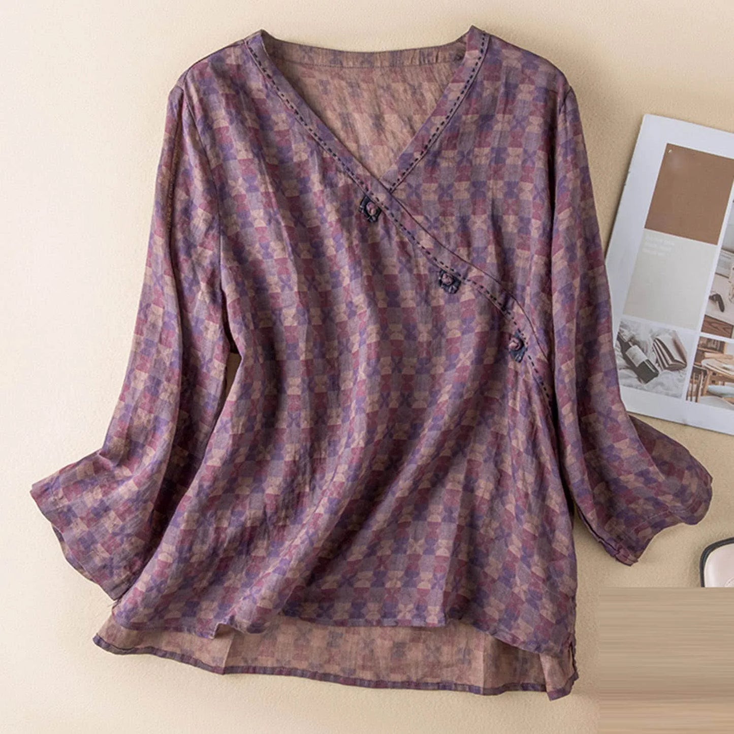 Casual V Neck Women's Long Sleeve Top