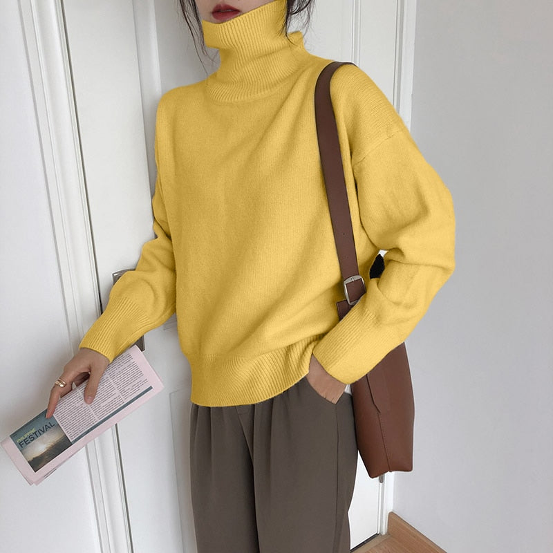 Soft Chunky Cold Weather Turtleneck Sweater
