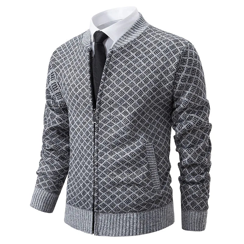 OutfitLondon Men's Cardigan Jacket Tailored Fit Full Zip