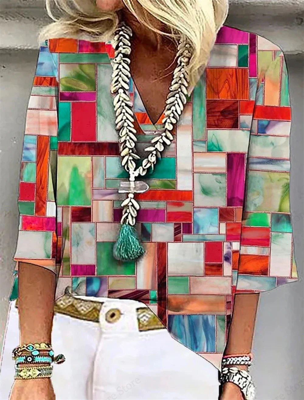 Comfy Floral V Neck Summer Tee Shirt