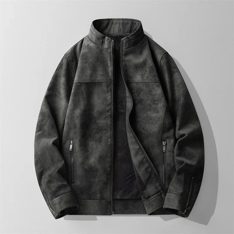 Men's Leather Jacket Matte Finish Fleece Lined - OutfitLondon
