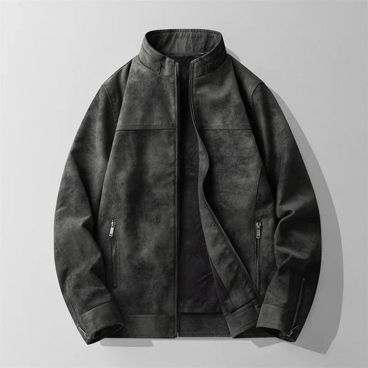 Men's Leather Jacket Matte Finish Fleece Lined - OutfitLondon