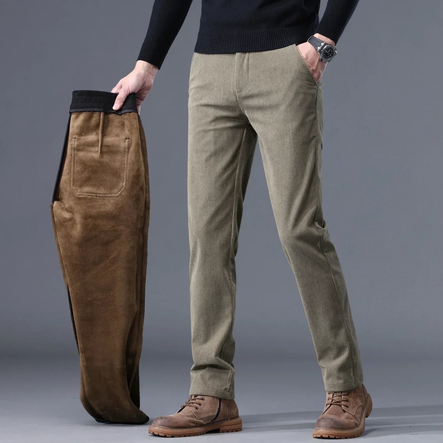 Men's Cozy Fleece Work Pants Regular Fit Design