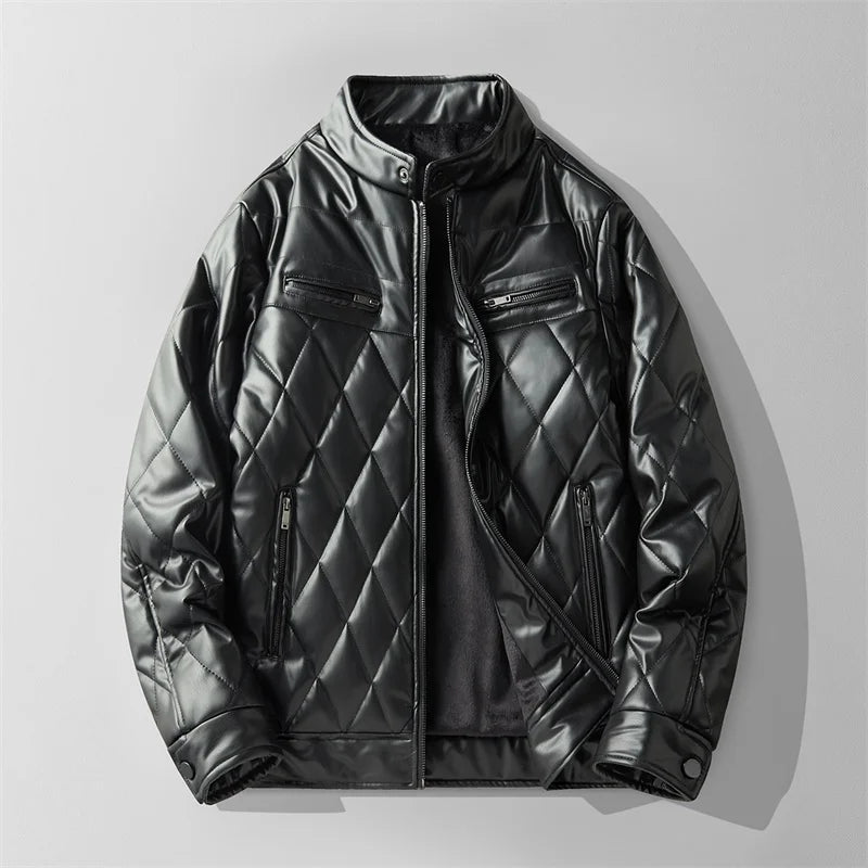 Black Faux Leather Biker Jacket - OutfitLondon