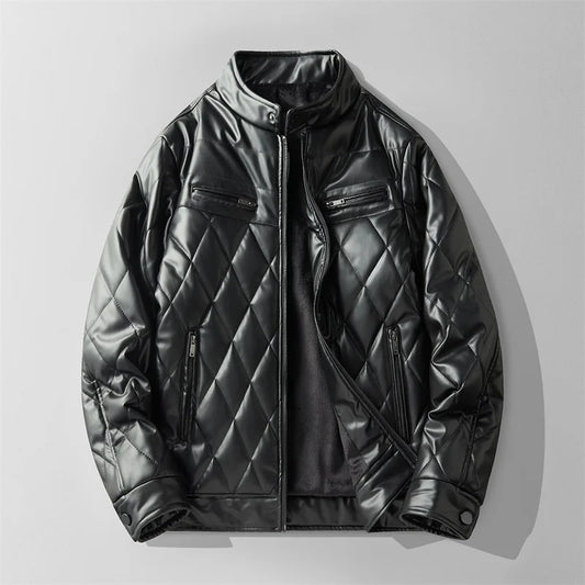 Black Faux Leather Biker Jacket - OutfitLondon