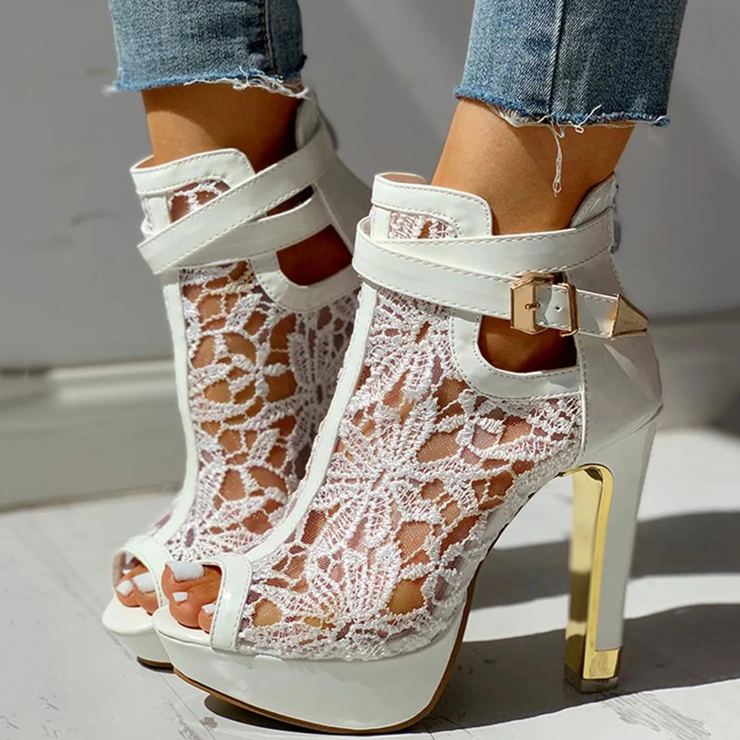 Elegant Floral High Heels