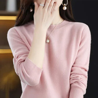 Warm Ladies Cozy Wool Crew Sweater