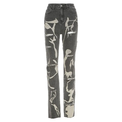 Trendy Ripped Women's Faded Jeans