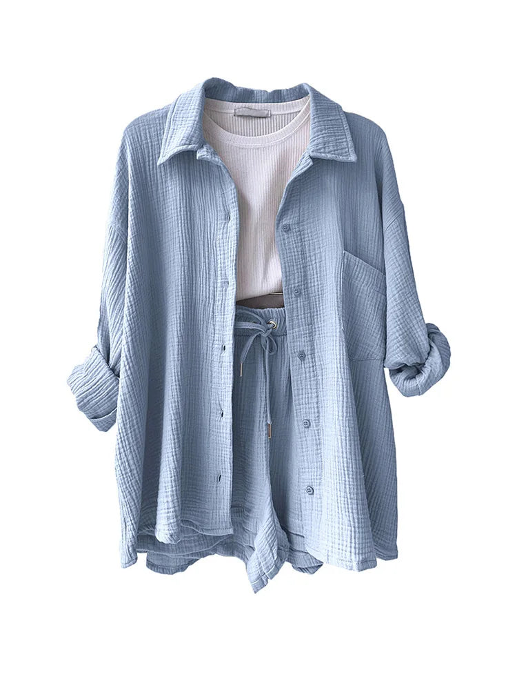 Comfy Casual Cotton Jumpsuit Set - Gentle Breathable