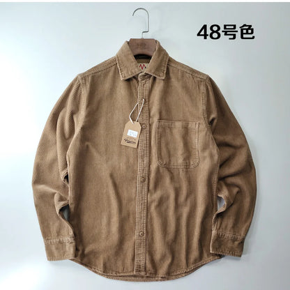 Relaxed Fit Corduroy Button Down Shirt for Men