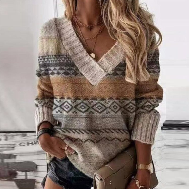 Soft Women's Warm V Neck Oversized Jumper