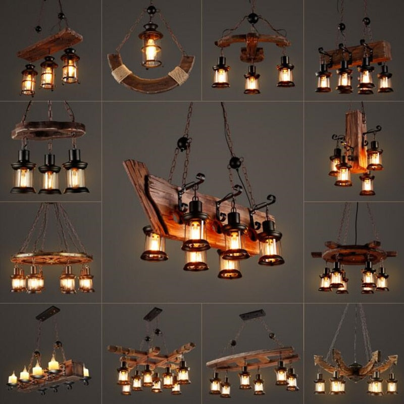 Farmhouse Style Wooden LED Light Fixture - OutfitLondon