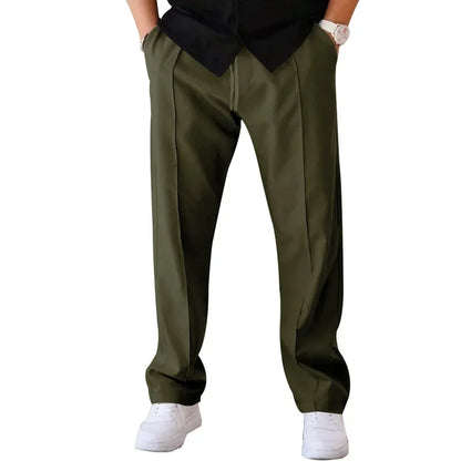 Relaxed Fit Straight Leg Elastic Waist Pants