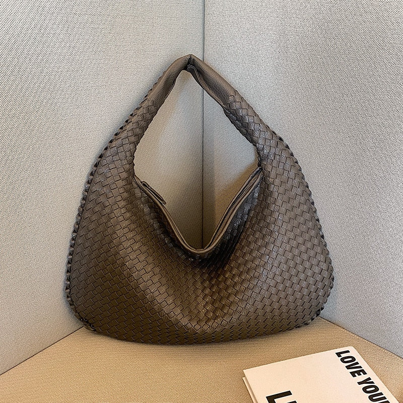 Classic Brown Faux Leather Tote Bag