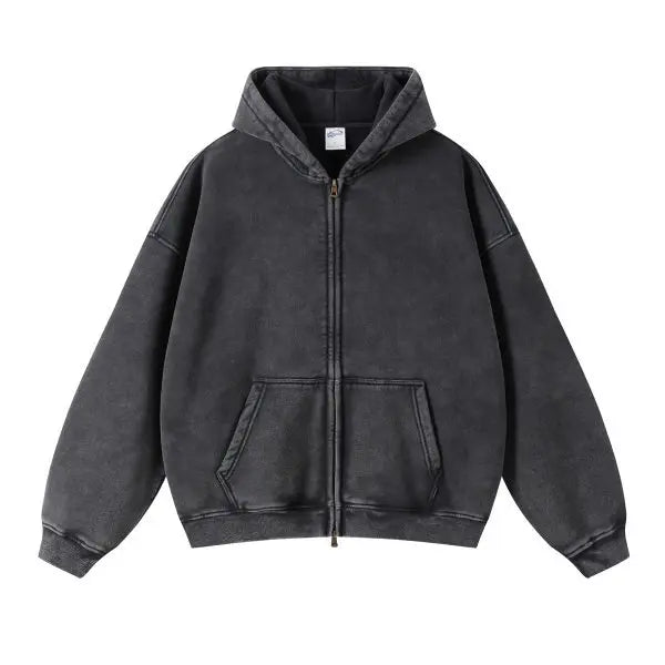 Trendy Ripped Full Zip Hooded Jacket