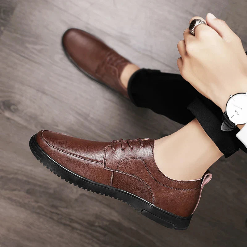Brown Real Leather Oxford Shoes