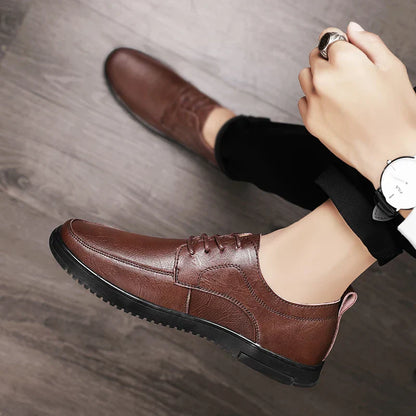 Brown Real Leather Oxford Shoes