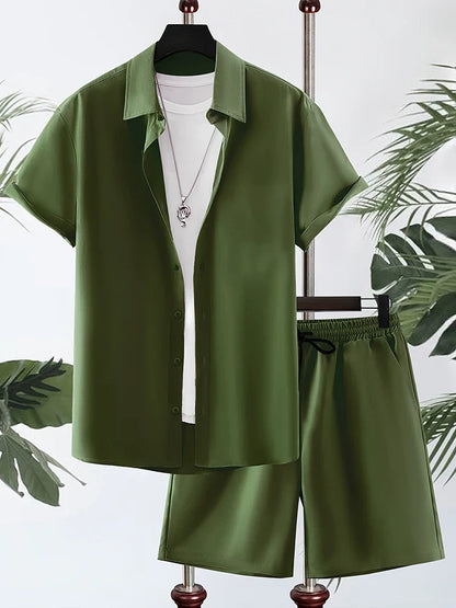 Comfortable Aloha Shirt and Shorts Beach Set