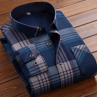 Soft Plaid Flannel Shirt for Men - Thermal Fleece Inside