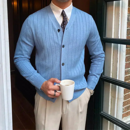 Men's Wool Blend V Neck Sweater Slim Fit