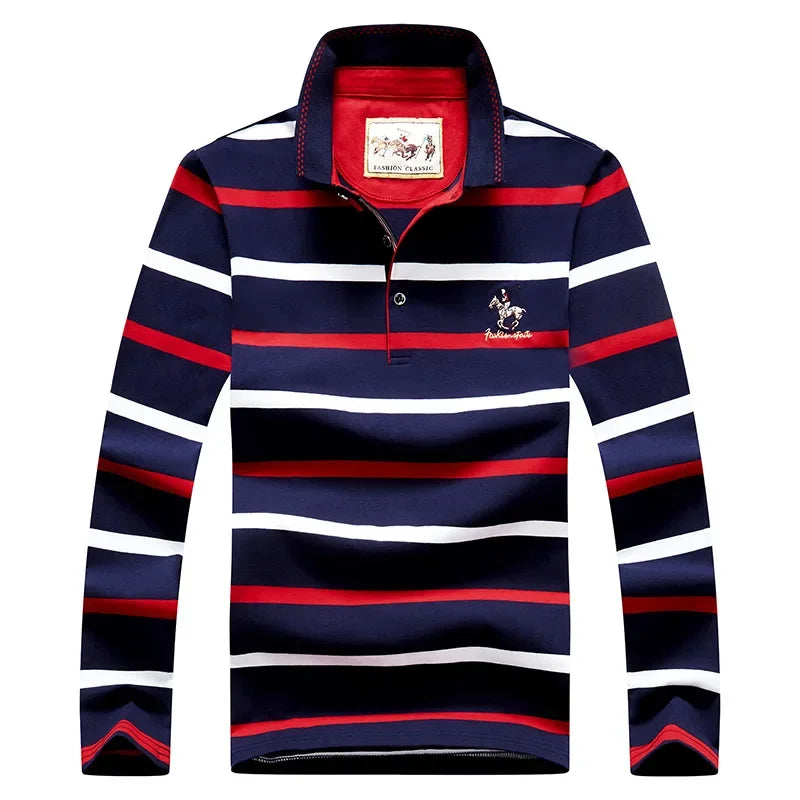 Traditional Casual Horizontal Stripe Polo Shirt