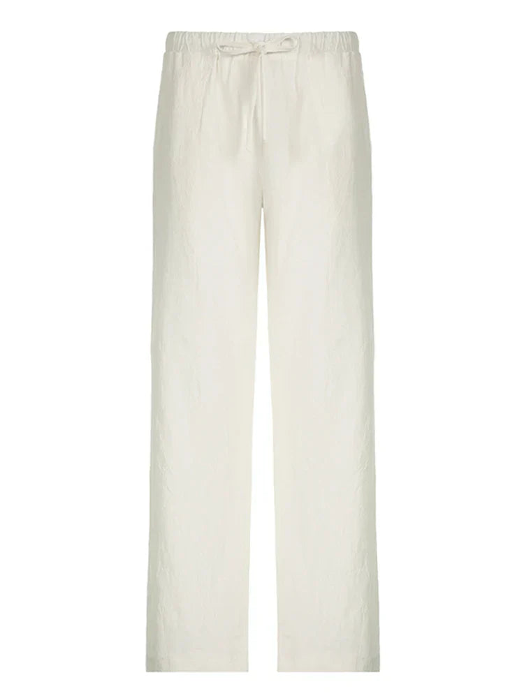 Relaxed Fit Linen Trousers with Pockets