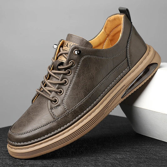 Brown Leather Sneakers - OutfitLondon